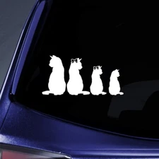 Kitty Cat Family White Vinyl Graphic Decal -  Car Truck Windows Decal vehicle