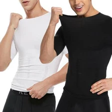 Men T-shirt Male Body Shaper Compression Shapewear Fitness Tummy Control Vest US