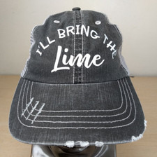 I'LL BRING THE LIME ADJUSTABLE STRAPBACK TRUCKER/MESH HAT/CAP, GRAY, PARTY