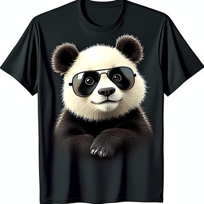 Cool Panda in Sunglasses Graphic Black T-Shirt for Casual Style