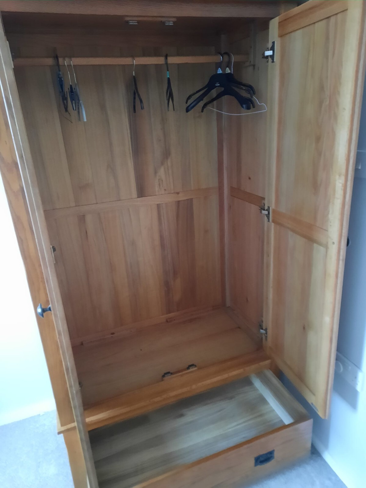 Beautiful, solid oak wardrobe, Benson for Beds, hanging space and