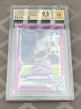 Jasson Dominguez SIGNED 2021 Bowman Chrome Fuchsia Refractor BGS 9.5  GEM / 199