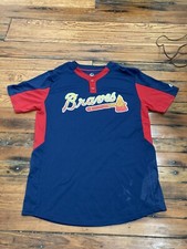 Atlanta Braves Jersey Shirt Mens Medium Blue Majestic Cool Base Baseball #35 MLB