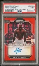 Montez Ford 2023 WWE Panini Prizm Red Auto /99 PSA 9