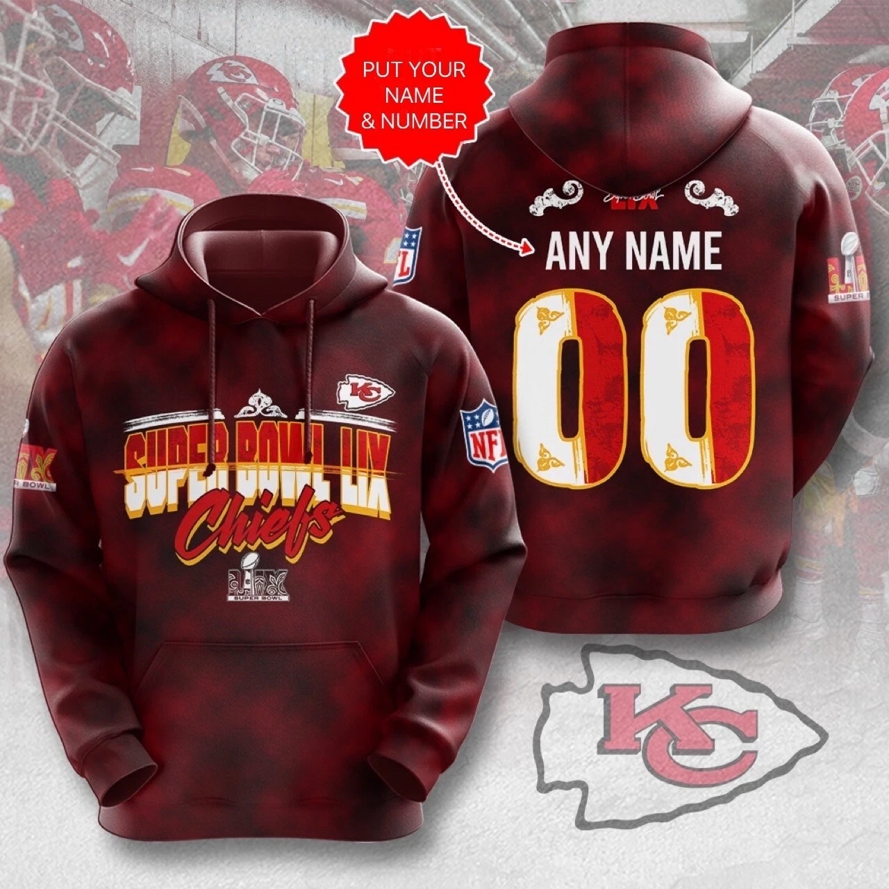 Kansas Chiefs Team Football Hoodie, Kansas Chiefs 3D Apparel, Kansas Chiefs Game Day Football Hoodie
