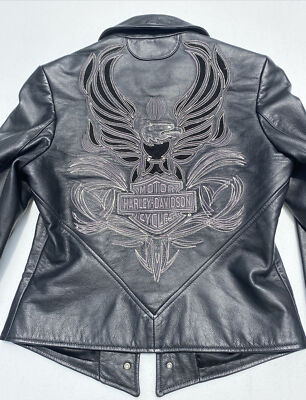 Harley-Davidson Women's ISIS Eagle Black Leather Jacket XS MINT | eBay