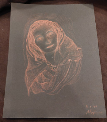Pastel Woman Veiled André Simon Artist Lorrain