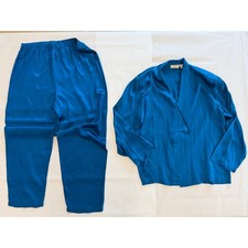 Vintage 80s 90s Victoria s Secret Gold Label Silk Pajama Set Blue Small Luxe