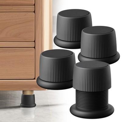 4 Pack 1.6-2.6 Inch Black Adjustable Bed Risers ABS Anti Slip Stoppers Table