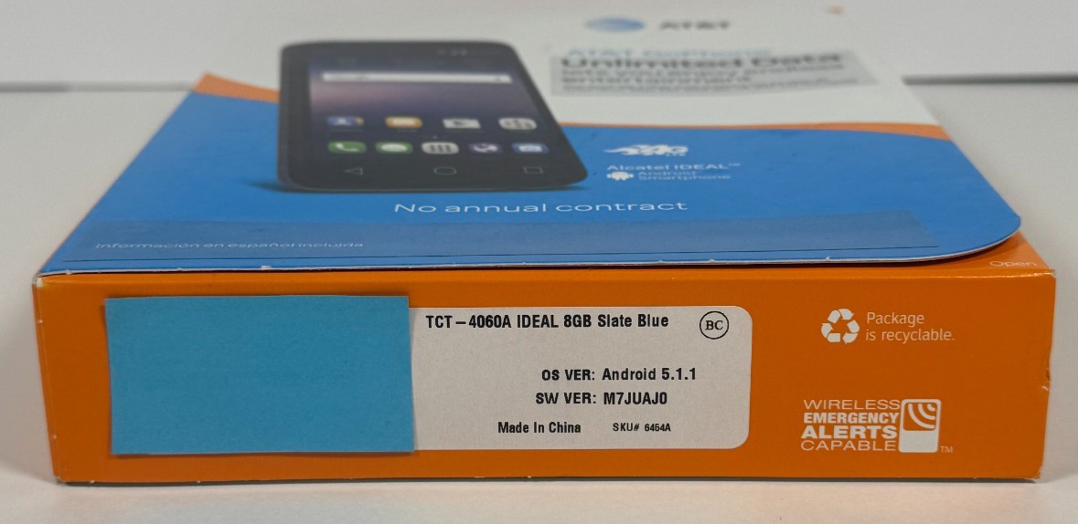 AT&T Go Phone ALCATEL Ideal 8GB 4.5" Prepaid Smartphone Slate Blue - NEW/SEALED