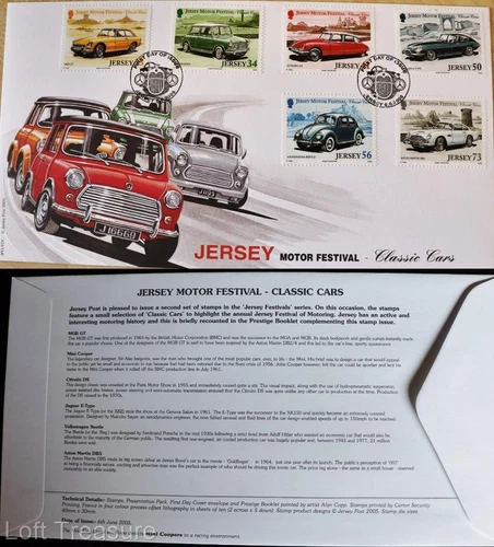 Jersey Stamps: Jersey Motor Festival "Classic Cars" First Day Cover 2005