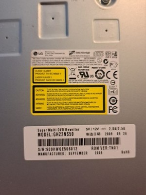 LG GH22NS50 DVD±RW DL Super Multi DVD Rewriter SATA Black Optical Drive ODD
