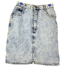Vintage 80s Denim Mini Skirt Women Small 4 Light Wash Casual High Rise Blue Jean