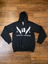 2015 Marilyn Manson Full Zip Concert Tour Hoodie Sweatshirt Small Faded Black