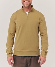 Pact Men  s Stretch French Terry Quarter Zip Sweater Fennel L