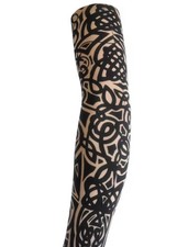 Black Tribal Geometric Temporary Press-On Tattoo Full Arm Sleeve, Large