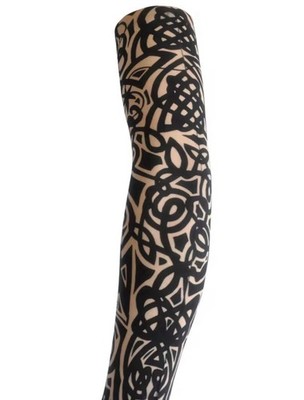 Black Tribal Geometric Temporary Press-On Tattoo Full Arm Sleeve, Large