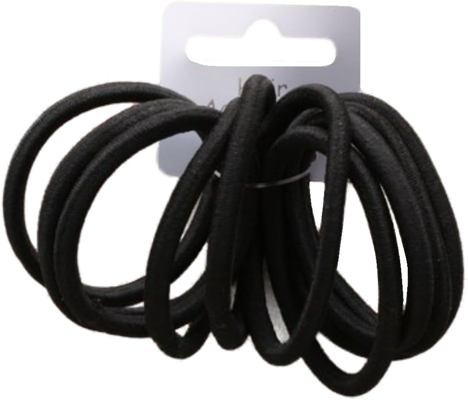 Set of 10 Black Thick Snag Free Endless Hair Elastics Bobbles Hair Bands