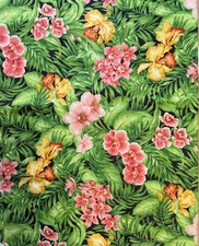 Hawaiian Cotton Floral Print Tropical Hawaii Aloha Hibiscus Fabric 33" x 45"