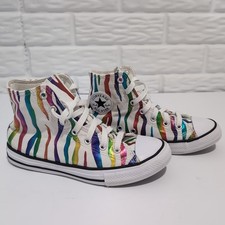 Converse Shoes Junior Size 3 Hi-Top Zebra Stripes Rainbow All Star Animal Print