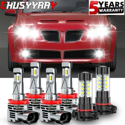 H11+H11+H16 Full Front LED Headlights High Low Beam + Fog Lights Bulbs Kit Combo