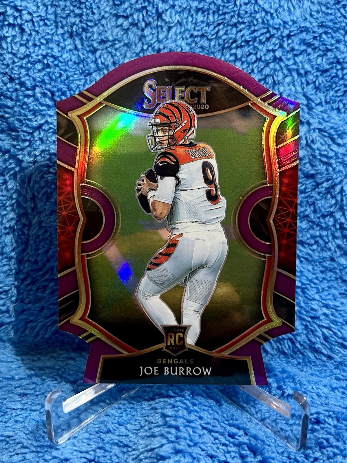 2020 Panini Select - Joe Burrow Purple Prizm Die-Cut #46 - Concourse RC Bengals