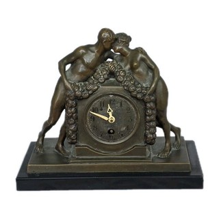 Frankreich oder Wiener Jugendstil Bronze Figur Uhr Clock um 1900 1910