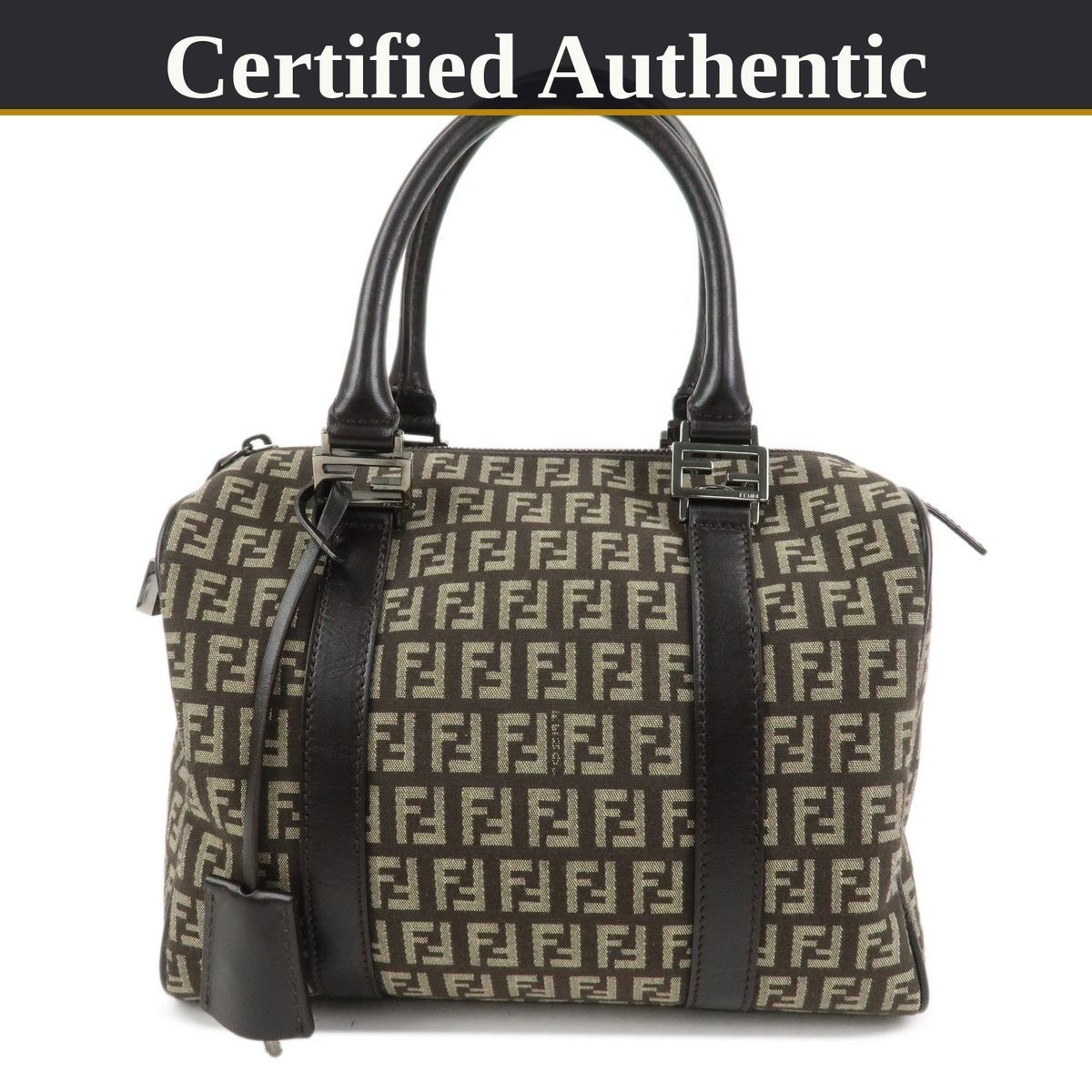 FENDI Zucchino Canvas Leather Handbag Boston Bag 8BL068 Women From Japan thumbnail 21