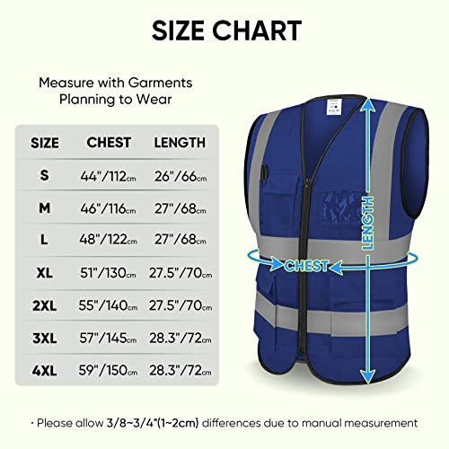 Reflective Safety Vest High Visibility Class II Mesh Vest for Large 1 Blue - Picture 2 of 6
