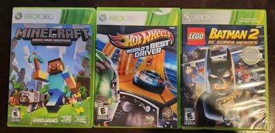 Minecraft + Hot wheels + Batman 2 - Microsoft Xbox 360 game lot