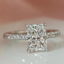 IGI Certified Lab Created Diamond Engagement Ring Radiant 2.25 Ct 14K White Gold