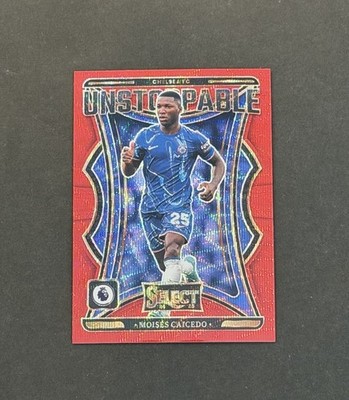 2024-25 Panini Select EPL #24 Moises Caicedo Unstoppable Red Wave Prizm /49