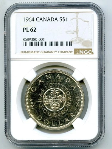 1964 S$1 CANADA SILVER CHARLOTTETOWN QUEBEC NGC PL62 PROOF LIKE DOLLAR COIN