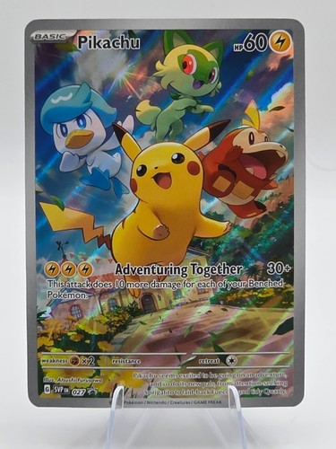 Pokemon TCG Scarlet & Violet PIKACHU 027 Black Star Promo Full Art Holo NM