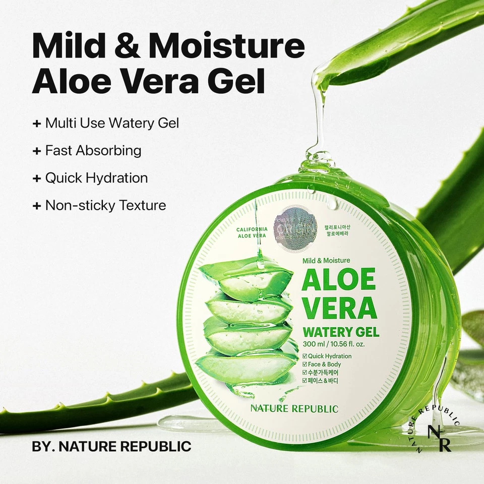 Nature Republic New Soothing Moisture Aloe Vera Gel 92 Percent Korean Cosmetics, - Image 2 of 4