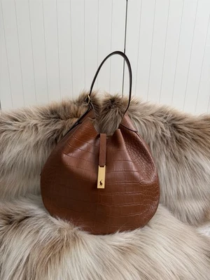 Polo Ralph Lauren Id Hobo Schultertasche Hobo Braun Leder Large NP 799€ - Bild 1 von 4