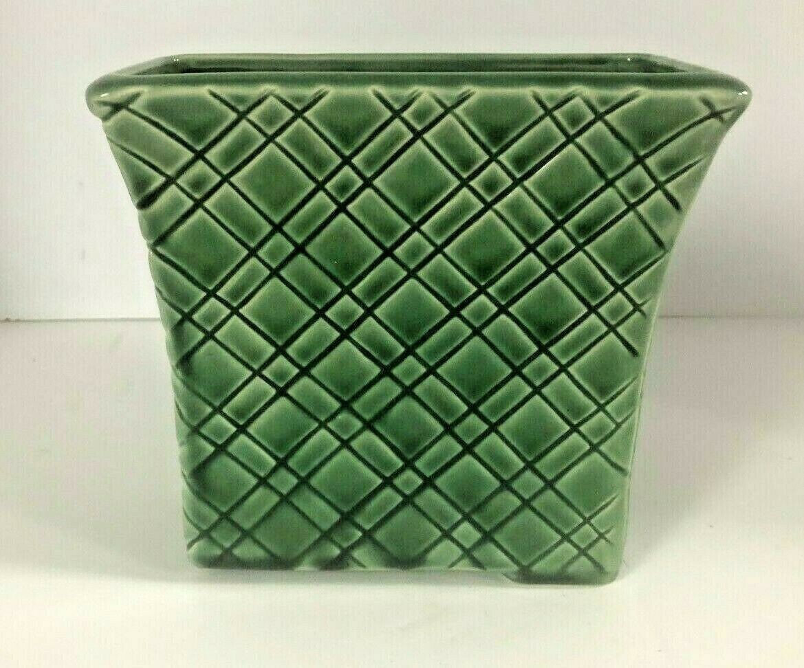 Vintage Stanford Sebring Ohio Green Pottery Vase Planter #244