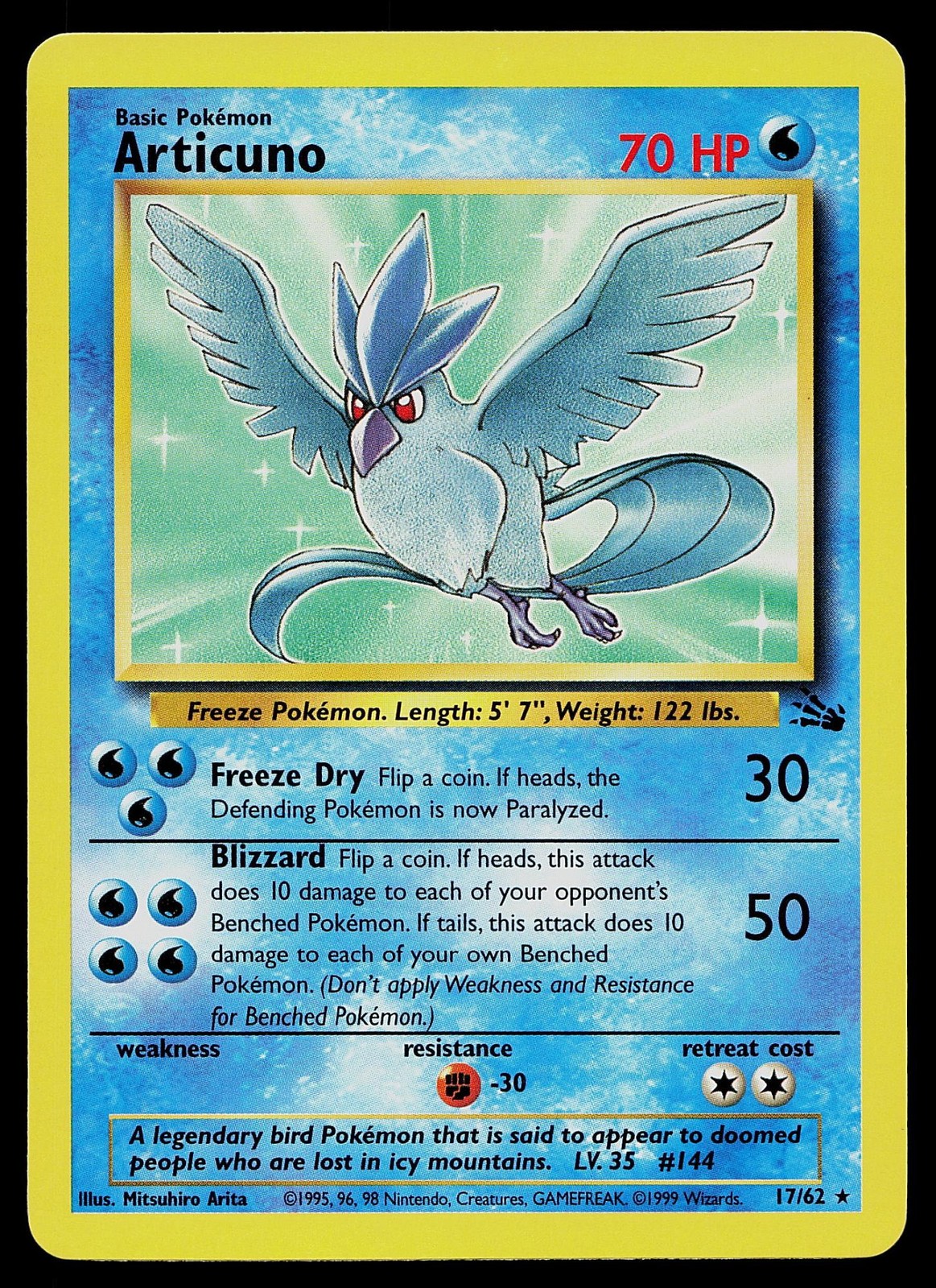 Pokemon Card - Articuno Fossil 17/62 Unlimited Rare