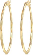 14K Gold Hoop Earring for Women Earrings Hoops Twisted 14 Karat Earrings Gold Je
