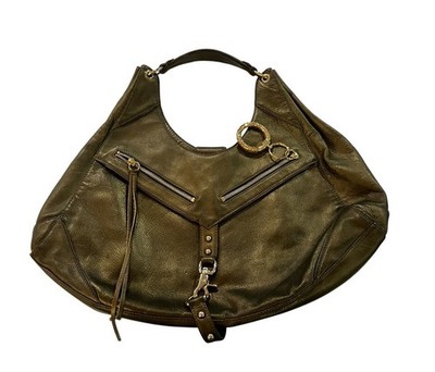 Botkier New York Metallic Bronze Leather Hobo Shoulder Bag Studded Strap