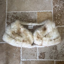 Vintage Ernest Koppel Genuine Fox Fur Stole Ivory Cream 41" Bridal Wrap 1950s
