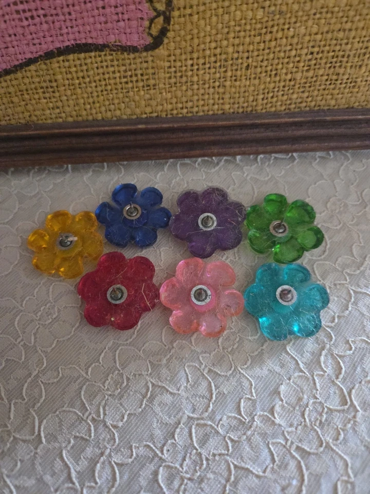 VTG 70s Tandy Pink Elephant Burlap Art Bulletin Tack Memo Board 20.5×15 Lucite  - Image 3 of 4