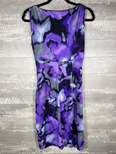 Purple Watercolor Ruched Faux Wrap Dress Sz 10 Y2K Fairy Grunge Whimsigoth Boho - Picture 2 of 21