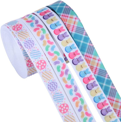 Easter Ribbon Pastel  Bunny Egg Ribbons for Crafts, Gift Wrapping, Easter Basket
