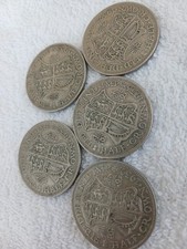 Five Silver George V Half Crown Silver Coins 0.500  1932 /1933 Nice Grades