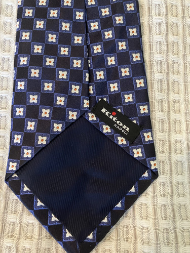 Vintage Kiton Napoli Tie Blue 100% Silk