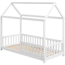 HOMCOM Letto a Casetta per Bambini in Legno di Pino 96x195x165 cm Bianco