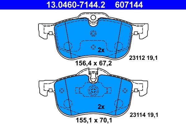 Front ATE 13.0460-7144.2 Brake Pad Set, disc brake for MG,ROVER