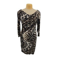 Calvin Klein Womens Brown Multi Abstract Print Cowl Neck Sheath Dress Size 4