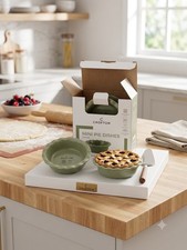 Crofton Mini Piatti Torta Confezione 2 Piatti Rotondi Verde Ceramica Microonde e Lavastoviglie